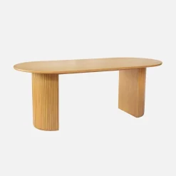Ovaler Esstisch 200 cm Heveaholz und Eichenfurnier für 6-8 Personen