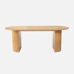 Ovaler Esstisch 200 cm Heveaholz und Eichenfurnier für 6-8 Personen
