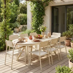 Ovaler verlängerbarer Gartentisch 220/280cm aus Aluminium + 8 Sessel