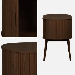 Ovales Büro im Holzlook mit zwei Aufbewahrungsmöglichkeiten, L 120cm