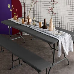 Partytisch + Bänke zusammenklappbar, Kunststoff