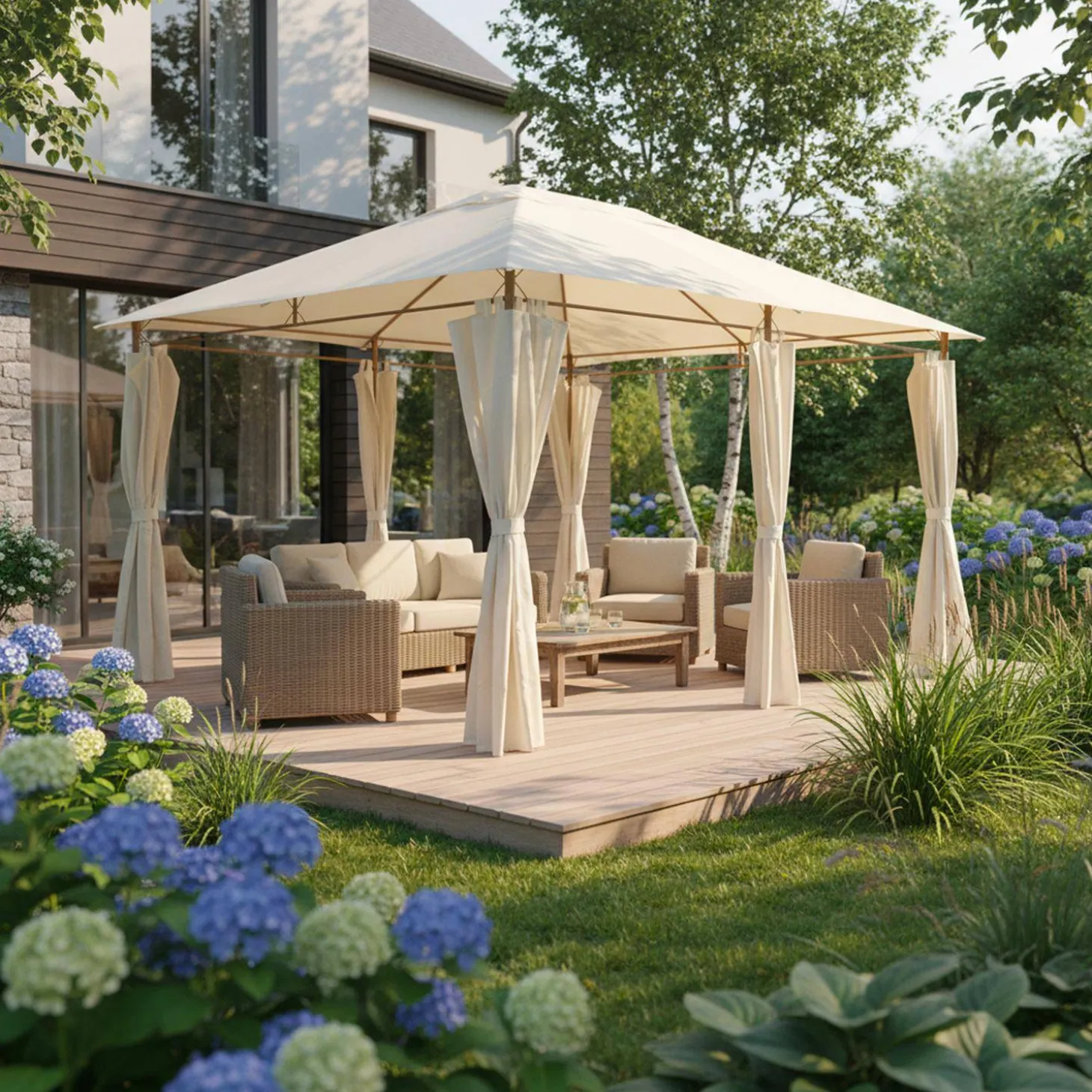 Pavillon 3 x 4 m mit Vorhängen