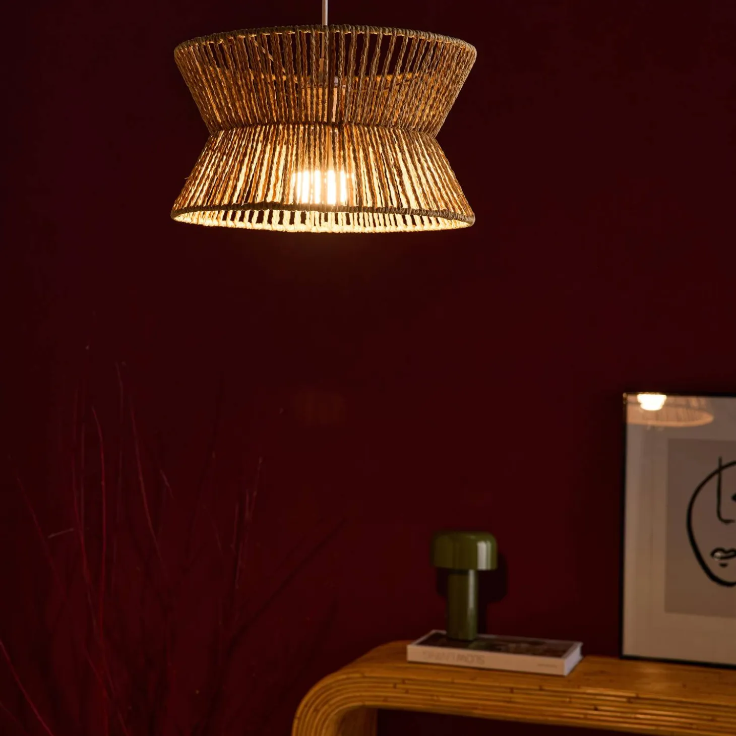 Pendelleuchte mit Rattanoptik Ø 35cm