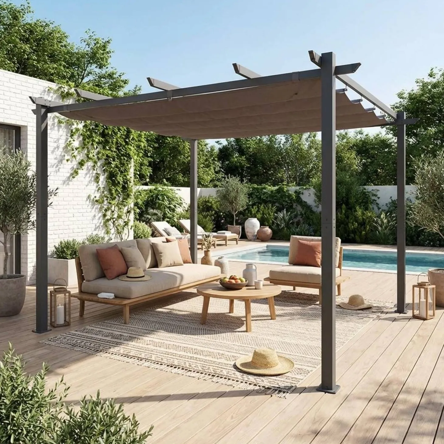 Pergola, Aluminium, 3x3m, Schiebedach