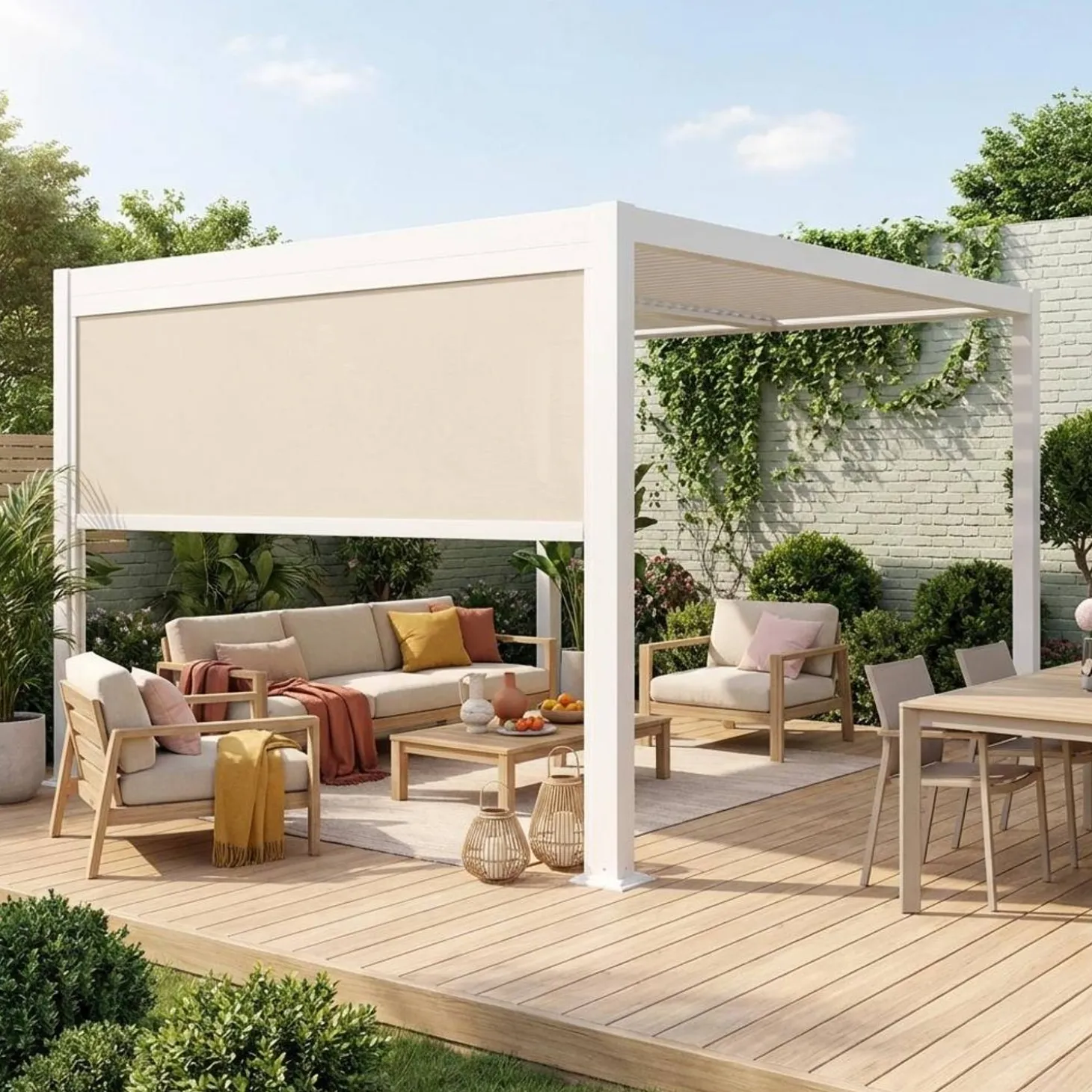 Pergola mit Lamellendach Palace 3x3m + Markise 3m