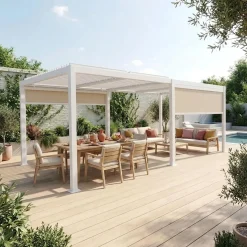 Pergola mit Lamellendach Palace 3x6m + 2 Markisen 3m