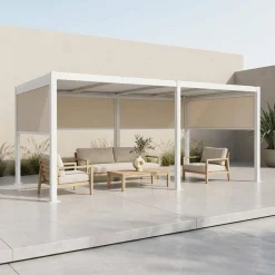 Pergola mit Lamellendach Palace 3x6m + 4 Markisen 3m