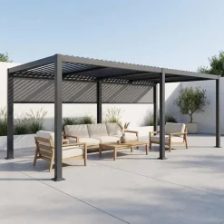 Pergola mit Lamellendach Palace 3x6m + 2 Markisen 3m