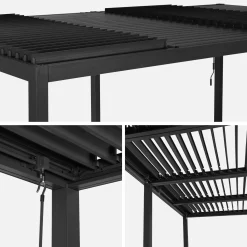Pergola mit Lamellendach Palace 3x6m + 2 Markisen 3m