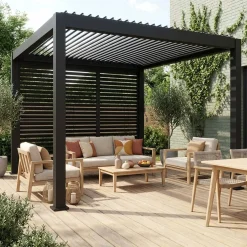 Pergola mit Lamellendach Triomphe 3x4m + 3 Lamellenwände 100 cm