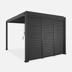 Pergola mit Lamellendach Triomphe 3x4m + 3 Lamellenwände 100 cm