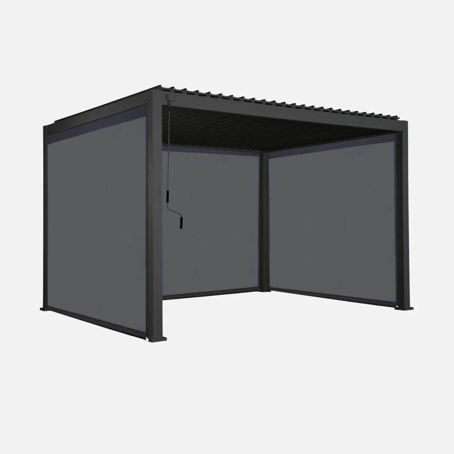 Pergola mit Lamellendach Triomphe 3x4m + 2 Markisen 3m + 1 Markise 4m