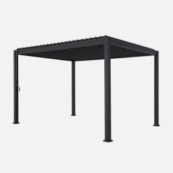 Pergola mit Lamellendach Triomphe 3x4m + 2 Markisen 3m + 1 Markise 4m