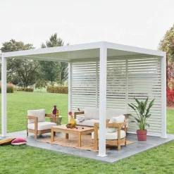 Pergola mit Lamellendach Triomphe 3x4m mit 3 Lamellenwänden 130cm