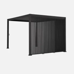 Pergola mit Lamellendach Triomphe 3x4m mit 3 vertikalen Lamellenwänden 100cm