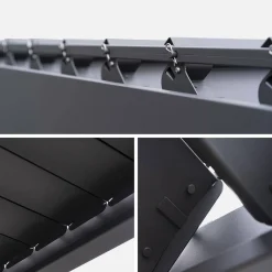 Pergola mit Lamellendach Triomphe 3x3m V2 + 3 Lamellenwände 100cm
