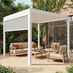 Pergola mit Lamellendach Triomphe 3x3m V2 mit Markise 3m