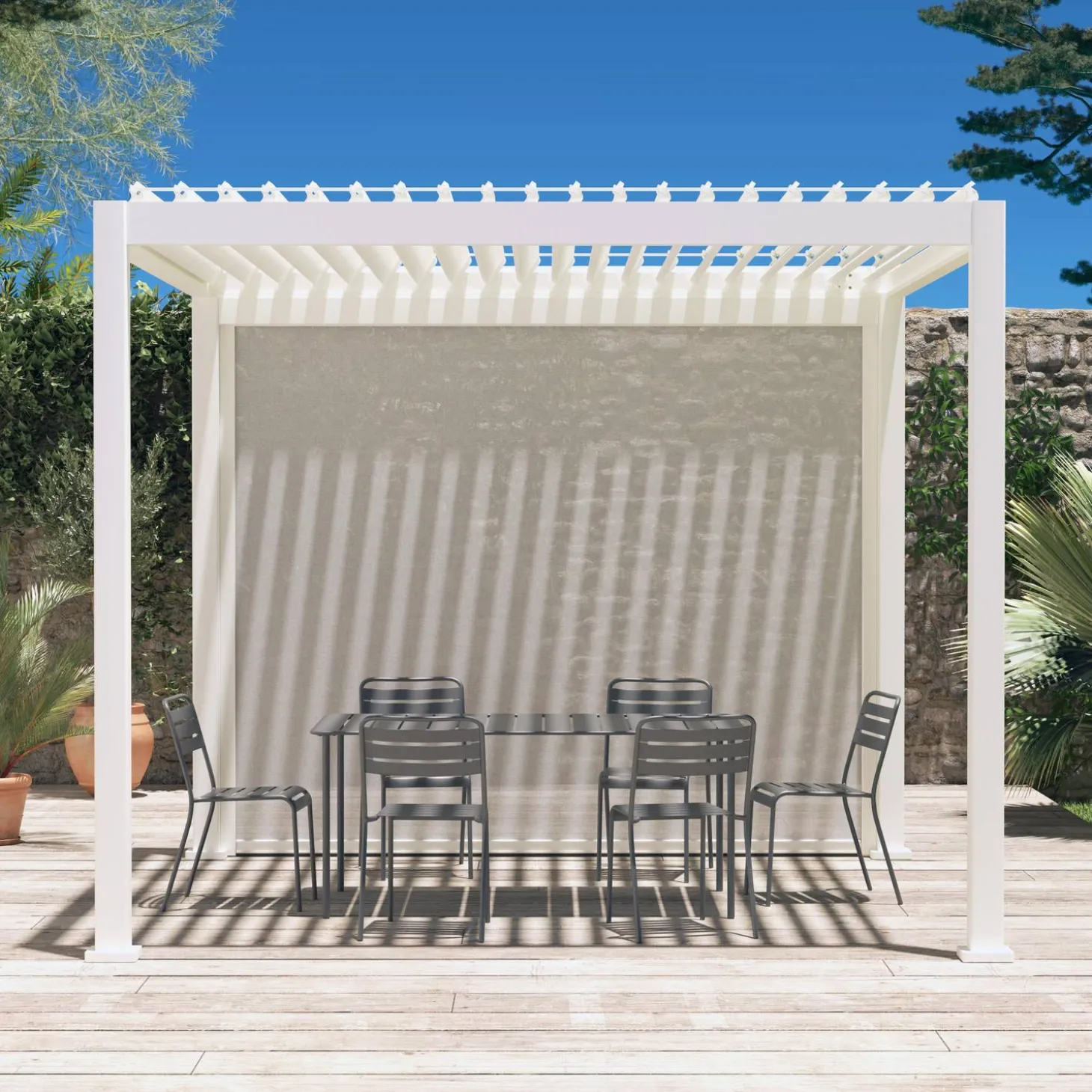 Pergola mit Lamellendach Triomphe 3x3m V2 mit Markise 3m