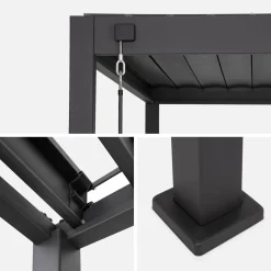 Pergola mit Lamellendach Triomphe 3x3m V2 mit Markise 3m