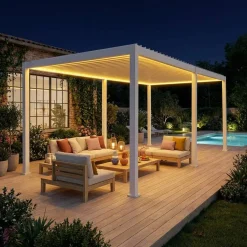 Pergola mit motorisiertem Lamellendach und LED-Beleuchtung Triomphe 3x6m
