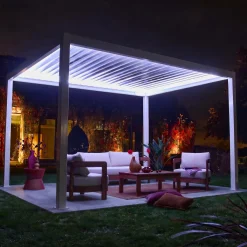 Pergola mit motorisiertem Lamellendach und LED-Beleuchtung Triomphe 3x4m
