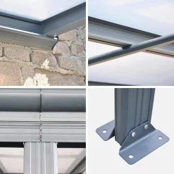 Pergola 3x4m Aluminium und Polycarbonat + Regenrinne