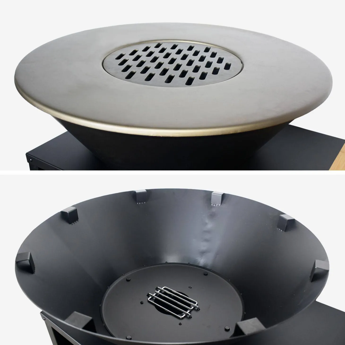 Plancha-Feuerschale Ø80cm, Servierwagen mit Stauraum