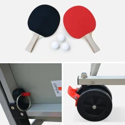 Premium Tischtennisplatte für den Außenbereich mit 2 Schlägern und 3 Bällen