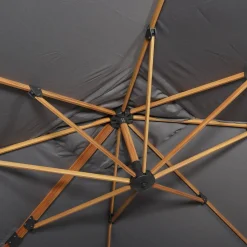 Quadratischer Ampelschirm 3x3m, Mast in Holzoptik