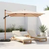 Quadratischer Ampelschirm 3x3m, Mast in Holzoptik + beschwerbare Platten 50x50cm