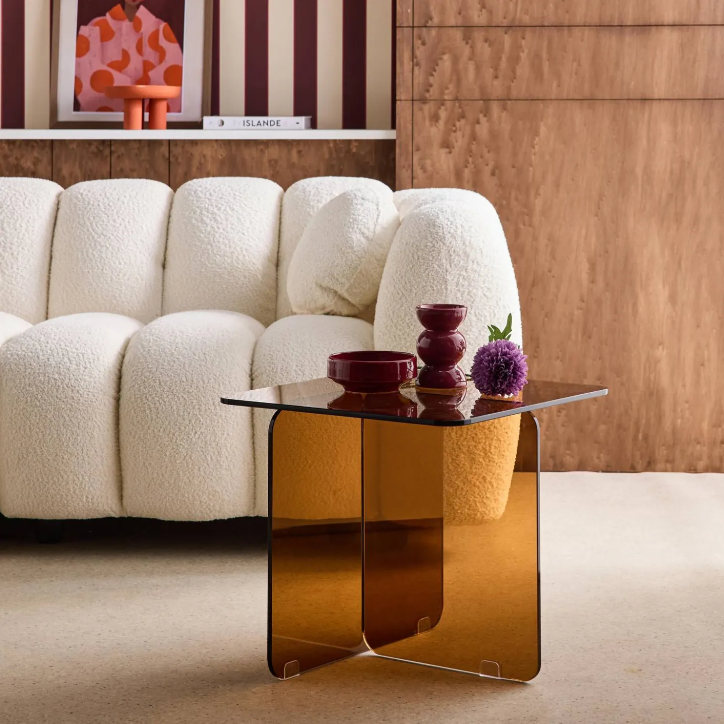 Quadratischer Couchtisch aus gehärtetem Glas