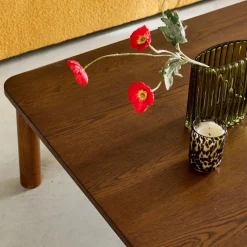 Quadratischer Couchtisch Heveaholz und Eichenfurnier