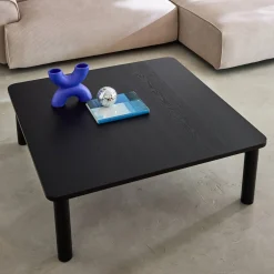 Quadratischer Couchtisch Heveaholz und Eichenfurnier