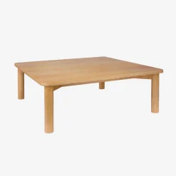 Quadratischer Couchtisch Heveaholz und Eichenfurnier