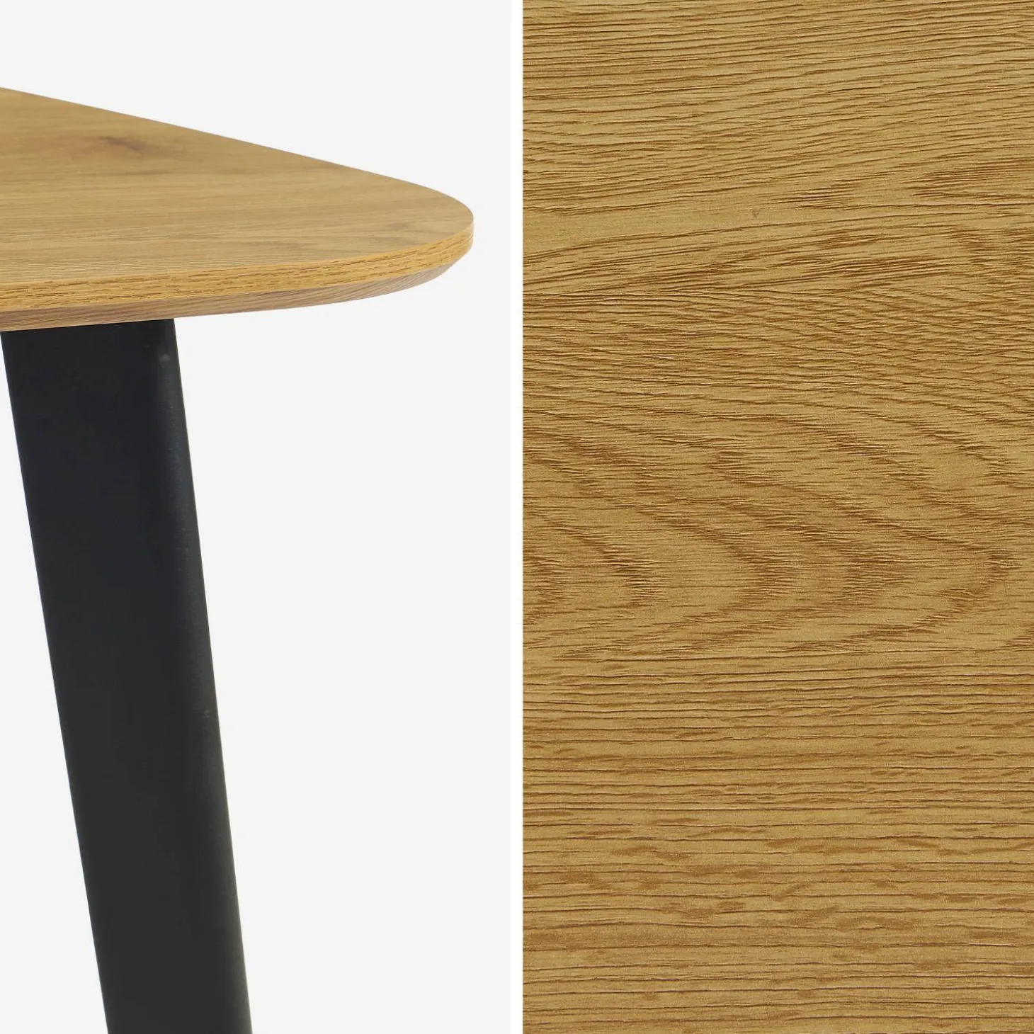 Quadratischer Esstisch im Holzlook mit schwarzen Metallbeinen für 4 Personen