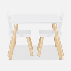 Quadratischer Kindertisch mit 2 Stühlen, Beine aus Kiefer