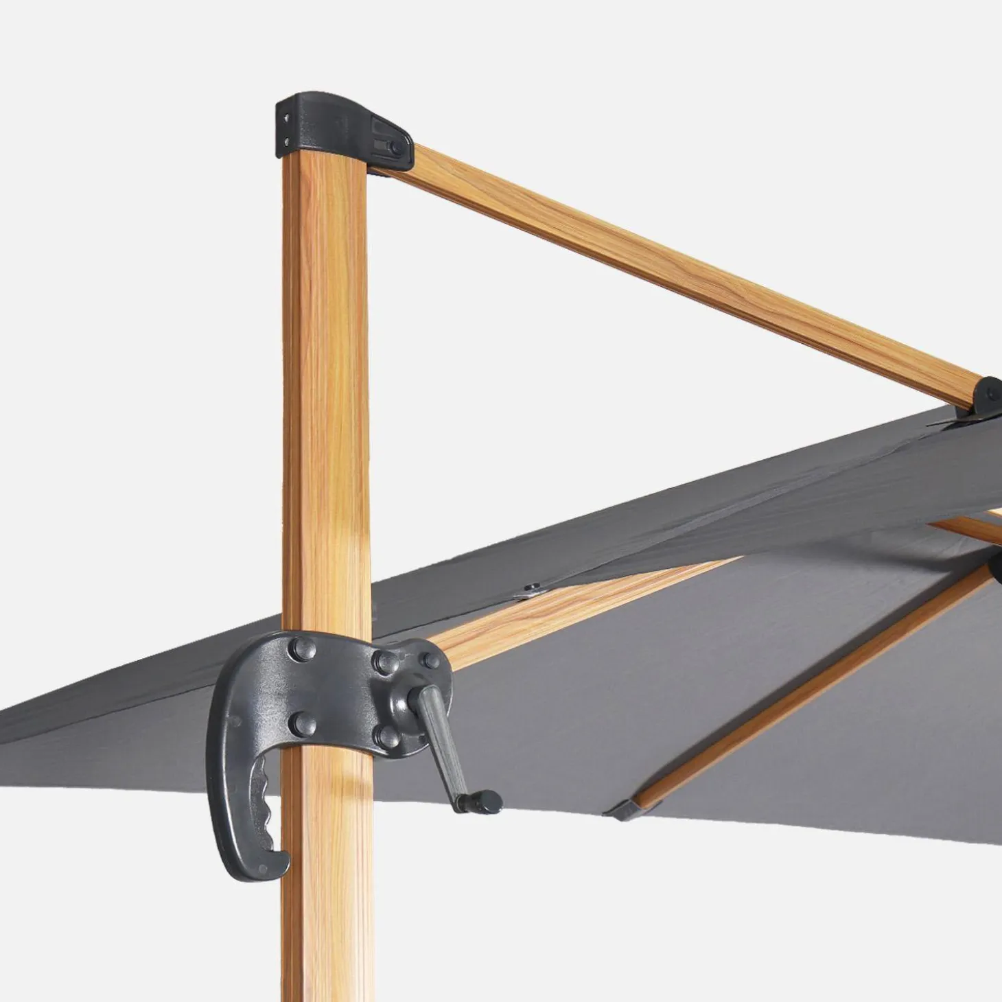 Rechteckiger Ampelschirm 3x4m, Mast im Holzlook + befüllbare Ballastplatten 50x50cm