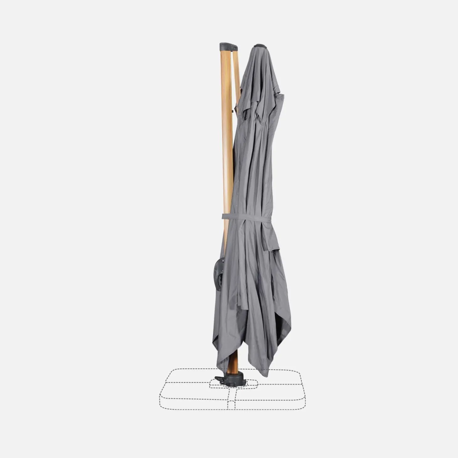 Rechteckiger Ampelschirm 3x4m, Mast in Holzoptik