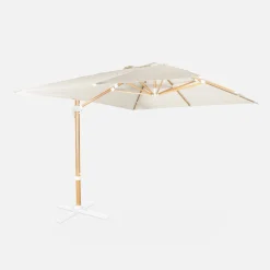 Rechteckiger Ampelschirm 3x4m, Mast in Holzoptik