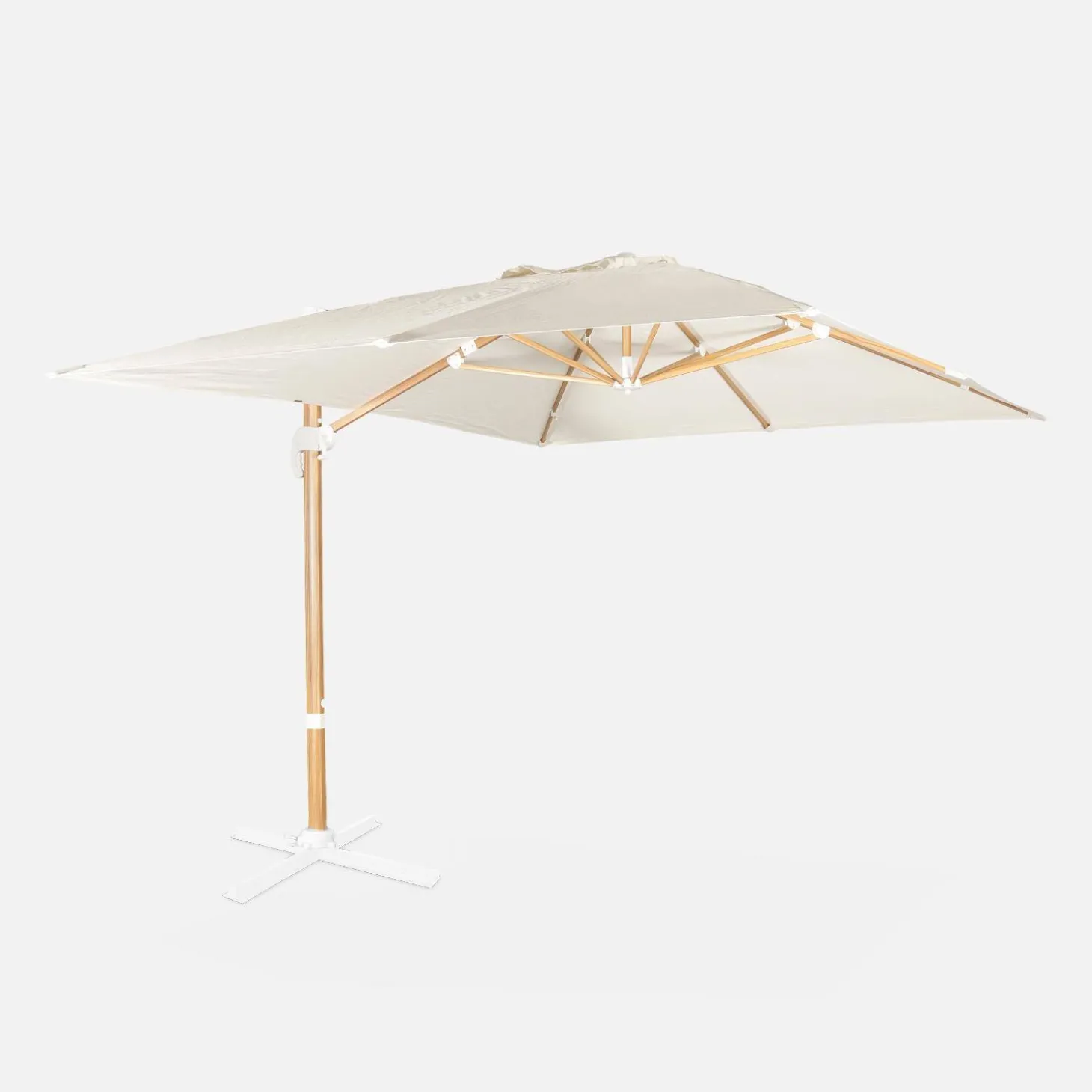 Rechteckiger Ampelschirm 3x4m, Mast in Holzoptik