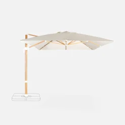 Rechteckiger Ampelschirm 3x4m, Mast in Holzoptik