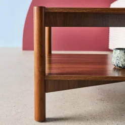 Rechteckiger Couchtisch Holzdekor Doppelplatte