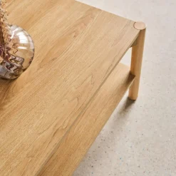 Rechteckiger Couchtisch Holzdekor Doppelplatte