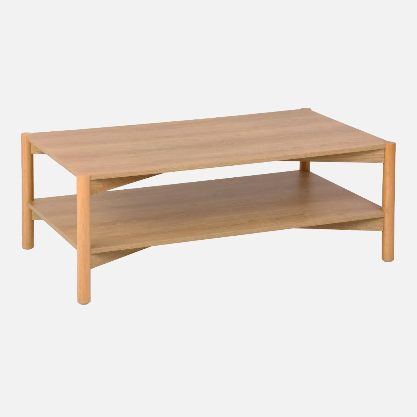 Rechteckiger Couchtisch Holzdekor Doppelplatte