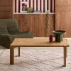 Rechteckiger Vintage-Couchtisch mit Holzdekor und Fischgrät-Muster
