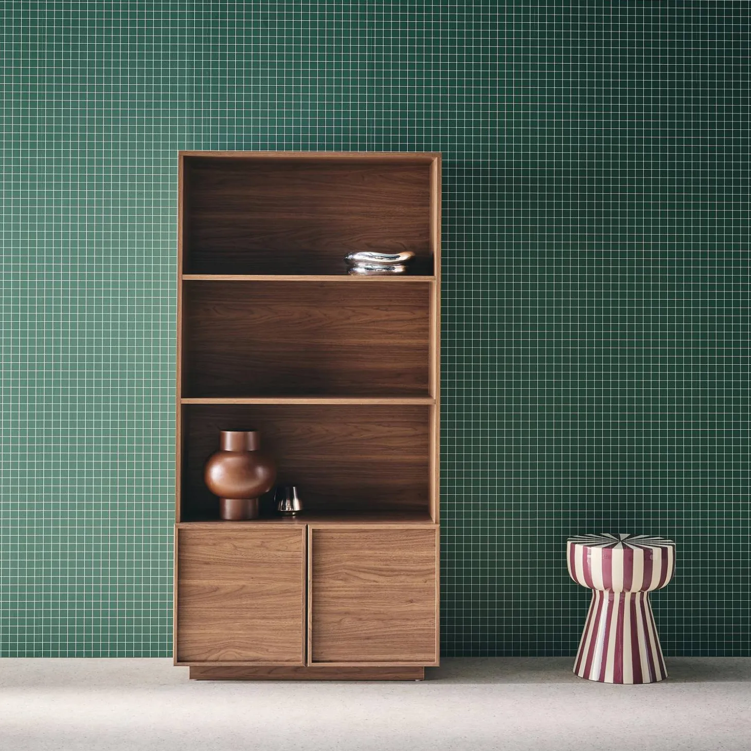 Regal Bücherregal Holzlook 2 Türen 5 Ebenen