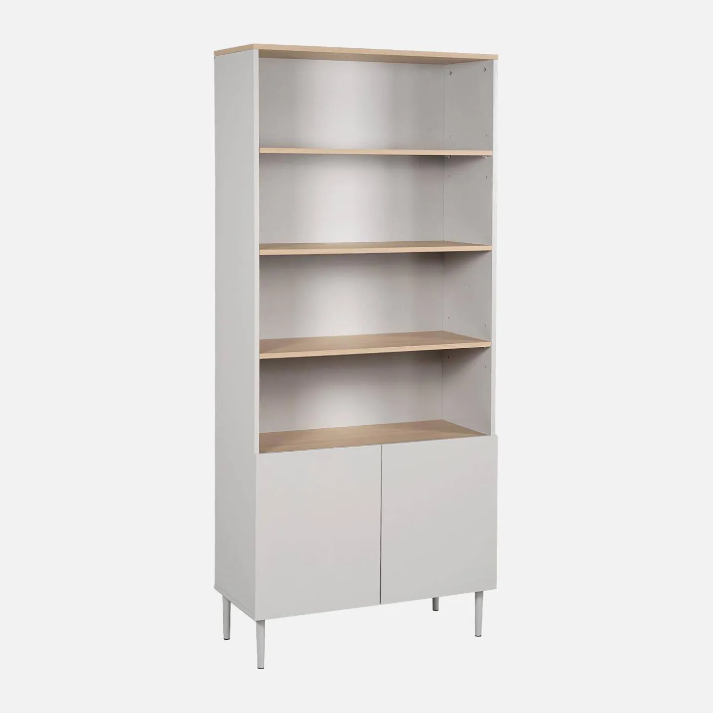 Regal, Bücherregal Metall und Holzdekor mit 6 Ebenen B 80 cm