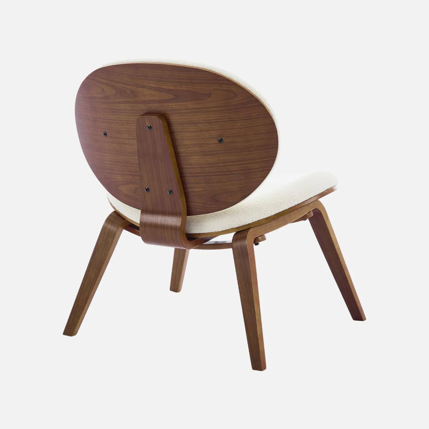 Relaxsessel mit gebogenem Holz und strukturiertem Bouclé-Bezug