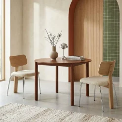 Runder Esstisch Ø120cm aus Heveaholz für 4 Personen
