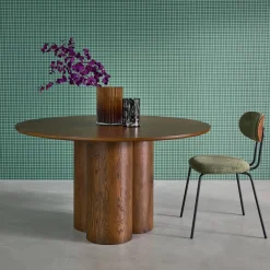 Runder Esstisch Hevea-Holz und Eichenfurnier für 4 Personen Ø130 cm